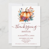 Burgundy Rustic Fall Pumpkin Erntedank Party Einladung (Vorderseite)