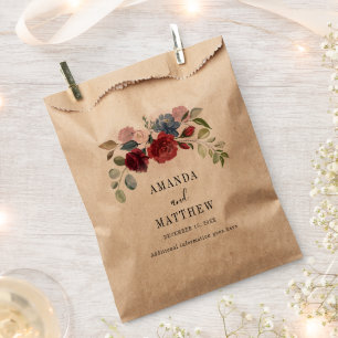Burgundy Rustic Floral Custom Wedding Gefallen Tas Geschenktütchen