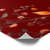 Burgundy Rustic Floral Fall Wedding Welcome Sign Poster (Ecke)