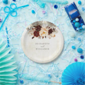 Burgundy Rustic Floral Wedding Pappteller (Party)