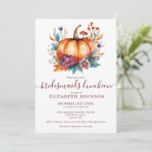Burgundy Rustic Pumpkin Bridesmaids Luncheon Einladung (Stehend Vorderseite)