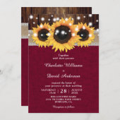 Burgundy Rustic Sonnenblume Hochzeit Einladung (Vorne/Hinten)