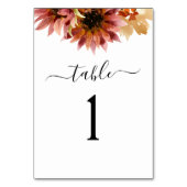 Burgundy Rustic Sonnenblume Hochzeit Tischnummer (Vorderseite)