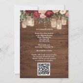 Burgundy Rustic Wood Floral Lights Hochzeit Einladung (Rückseite)
