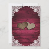 Burgundy Rustic Wood Lace Sunflower Wedding Einladung (Rückseite)