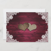 Burgundy Rustic Wood Lace Sunflower Wedding Save The Date (Rückseite)