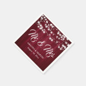 Burgundy Rustic Wood String Lights Mr and Mrs Serviette (Ecke)
