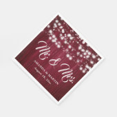 Burgundy Rustic Wood String Lights Mr and Mrs Serviette (Ecke)