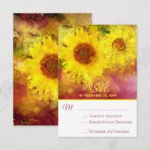 *~* Burgundy Rustic Yellow Sunflower Wedding RSVP Karte (Vorne/Hinten)