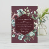 Burgundy Sage Anemone Wedding Einladung (Stehend Vorderseite)