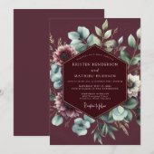 Burgundy Sage Anemone Wedding Einladung (Vorne/Hinten)