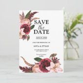 Burgundy Sangria Wedding Save the Dates Date (Stehend Vorderseite)
