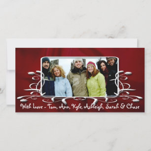 Burgundy Satin Antique Frame Foto Feiertagskarte