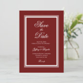 Burgundy Save the Date Card (Stehend Vorderseite)