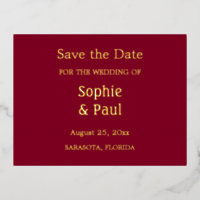 Burgundy Save the Date Foil Einladung Postkarte