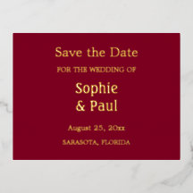 Burgundy Save the Date Foil Einladung Postkarte