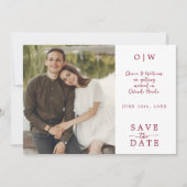 Burgundy Save the Date Fotokarte (Vorderseite)