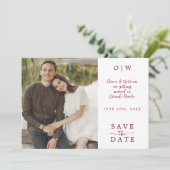 Burgundy Save the Date Fotokarte (Stehend Vorderseite)