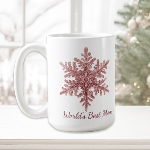 Burgundy-Schneeflocke der Welt mit der besten Mama Kaffeetasse