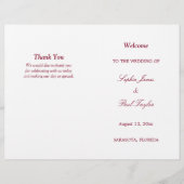 Burgundy Script Bi-Fold Wedding Program (Vorderseite)