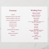 Burgundy Script Bi-Fold Wedding Program (Rückseite)