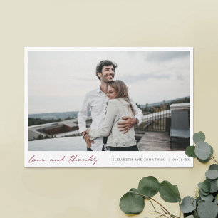 Burgundy Script Foto Liebe und Danke Wedding