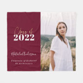 burgundy script grad multi-Foto-Klasse von 2022 Fleecedecke (Vorderseite (Horizontal))