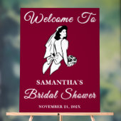 Burgundy Script Herbst Brautparty Willkommen Acrylschild (Neutral)