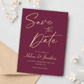Burgundy Script Moderne Elegante Minimalistische H Save The Date