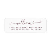 Burgundy Script Nachname-Rücksendeadresse (Vorne)