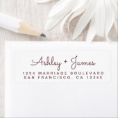 Burgundy Script Names Wedding Rücksendeadresse (Insitu)