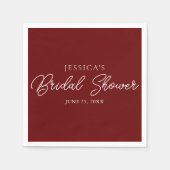 Burgundy Script Simple Brautparty Napkins Serviette (Vorderseite)