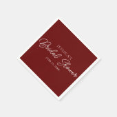 Burgundy Script Simple Brautparty Napkins Serviette (Ecke)