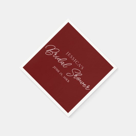 Burgundy Script Simple Brautparty Napkins Serviette (Ecke)
