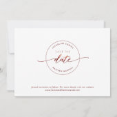Burgundy Script Simple Briefmarke Wedding Save the Date (Rückseite)