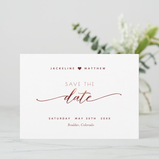 Burgundy Script Simple Briefmarke Wedding Save the Save The Date (Stehend Vorderseite)