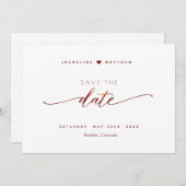 Burgundy Script Simple Briefmarke Wedding Save the Save The Date (Vorne/Hinten)