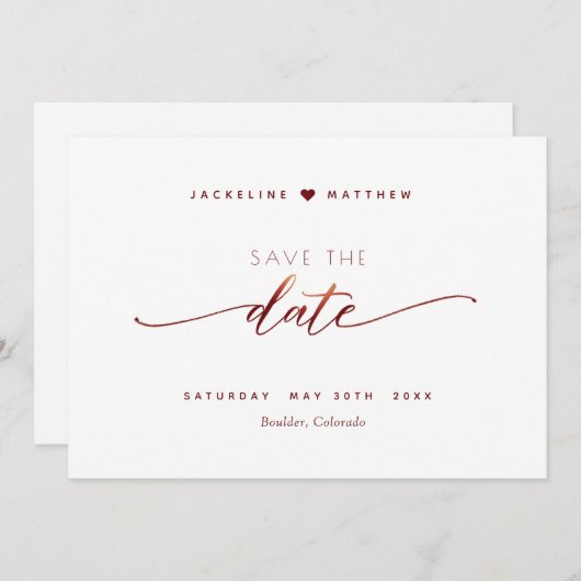 Burgundy Script Simple Briefmarke Wedding Save the Save The Date (Vorne/Hinten)