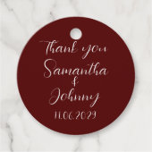 Burgundy Script Simple Elegant Classic Wedding Geschenkanhänger (Vorderseite)