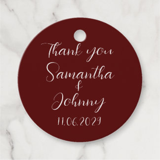 Burgundy Script Simple Elegant Classic Wedding Geschenkanhänger