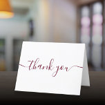 Burgundy Script Simple Modern Elegante Dankeskarte<br><div class="desc">Einfache moderne elegante burgundy Skript danke Ihnen Karte. Sie können mit Ihrer eigenen Dankeschön-Nachricht auf der Rückseite personalisieren oder wenn Sie es vorziehen,  Ihre eigene handgeschriebene Nachricht hinzuzufügen einfach den Text löschen. Ein perfekter Weg,  um Ihnen zu danken! Entwickelt von Thisisnotme©</div>