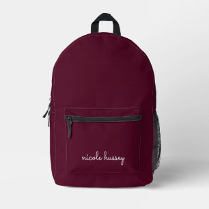 Burgundy Script   Stilvolle Monogram modern Bedruckter Rucksack
