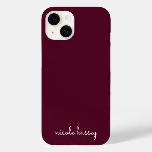 Burgundy Script   Stilvolle Monogram modern Case-Mate iPhone 14 Hülle