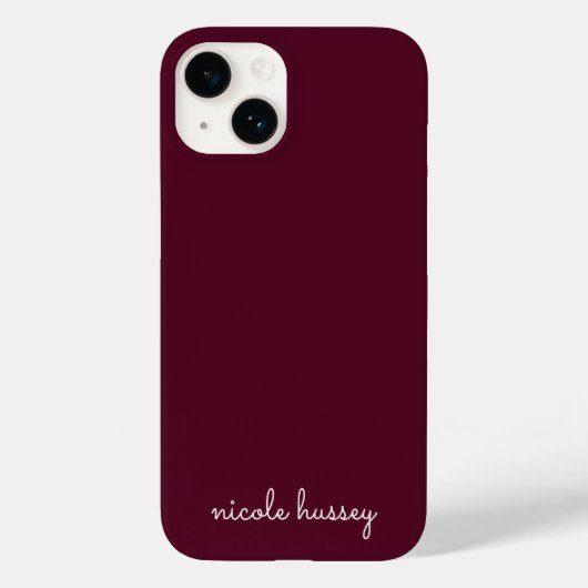 Burgundy Script | Stilvolle Monogram modern Case-Mate iPhone Hülle (Rückseite)