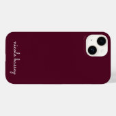 Burgundy Script | Stilvolle Monogram modern Case-Mate iPhone Hülle (Rückseite (Horizontal))