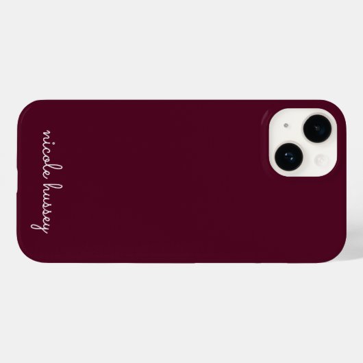 Burgundy Script | Stilvolle Monogram modern Case-Mate iPhone Hülle (Rückseite (Horizontal))
