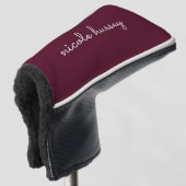 Burgundy Script | Stilvolle Monogram modern Golf Headcover (3/4 Vorderseite)