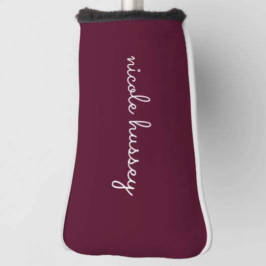 Burgundy Script | Stilvolle Monogram modern Golf Headcover (Rotieren 90)