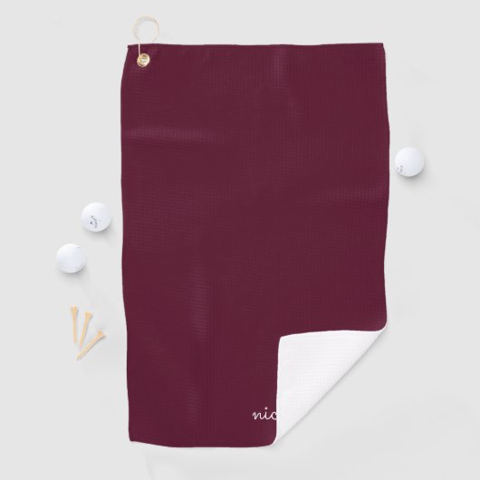 Burgundy Script | Stilvolle Monogram modern Golfhandtuch (Insitu)