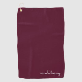 Burgundy Script | Stilvolle Monogram modern Golfhandtuch